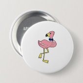 Flamingo als Gentleman mit Krawatte Button (Vorne & Hinten)