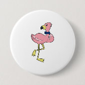 Flamingo als Gentleman mit Krawatte Button (Vorderseite)