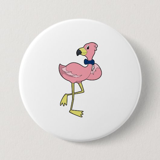 Flamingo als Gentleman mit Krawatte Button (Vorderseite)
