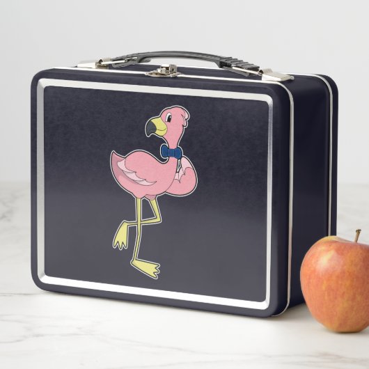 Flamingo als Gentleman mit Krawatte Metall Brotdose (Beispiel)