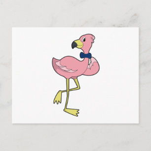 Flamingo als Gentleman mit Krawatte Postkarte