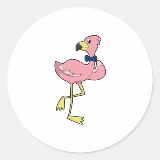 Flamingo als Gentleman mit Krawatte Runder Aufkleber (Vorderseite)