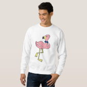 Flamingo als Gentleman mit Krawatte Sweatshirt (Vorne ganz)