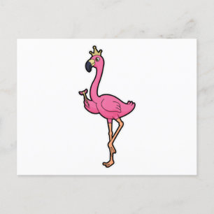Flamingo als König mit Krone und Stab Postkarte