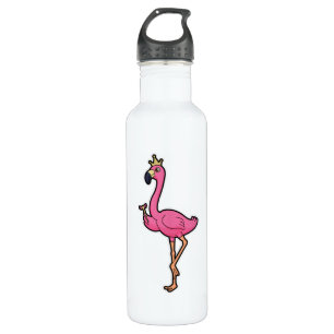 Flamingo als König mit Kronen und Personal Edelstahlflasche