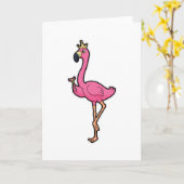 Flamingo als König mit Kronen und Personal Karte (Gelbe Blume)
