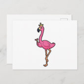 Flamingo als König mit Kronen und Personal Postkarte (Vorne/Hinten)