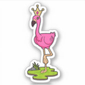 Flamingo als Prinzessin mit Krone Aufkleber (Vorderseite)