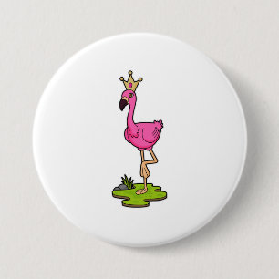 Flamingo als Prinzessin mit Krone Button