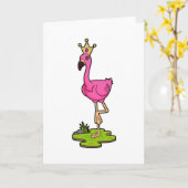 Flamingo als Prinzessin mit Krone Karte (Gelbe Blume)