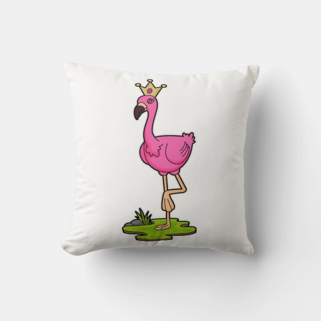 Flamingo als Prinzessin mit Krone Kissen (Vorderseite)