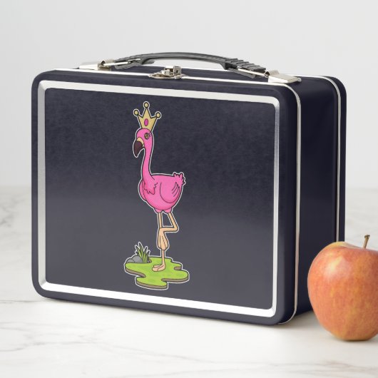 Flamingo als Prinzessin mit Krone Metall Brotdose (Beispiel)