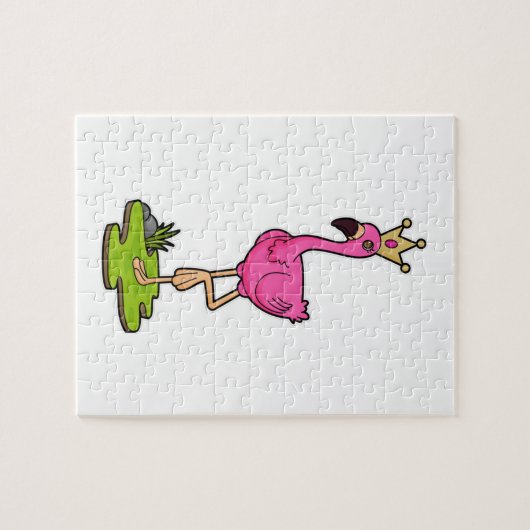 Flamingo als Prinzessin mit Krone Puzzle (Horizontal)