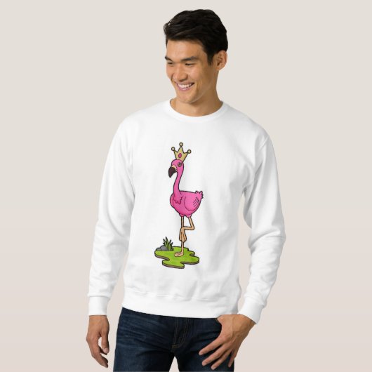 Flamingo als Prinzessin mit Krone Sweatshirt (Vorne ganz)