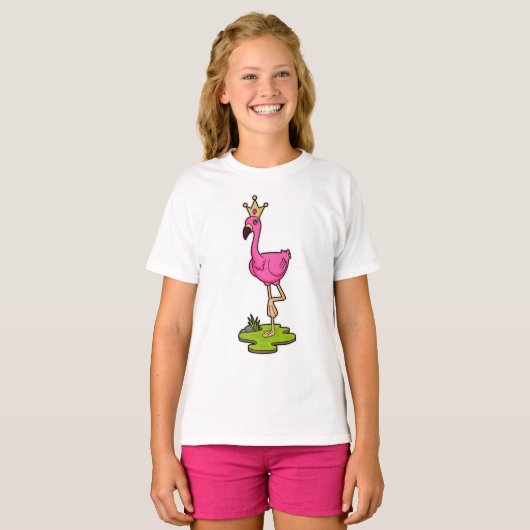 Flamingo als Prinzessin mit Krone T-Shirt (Vorne ganz)
