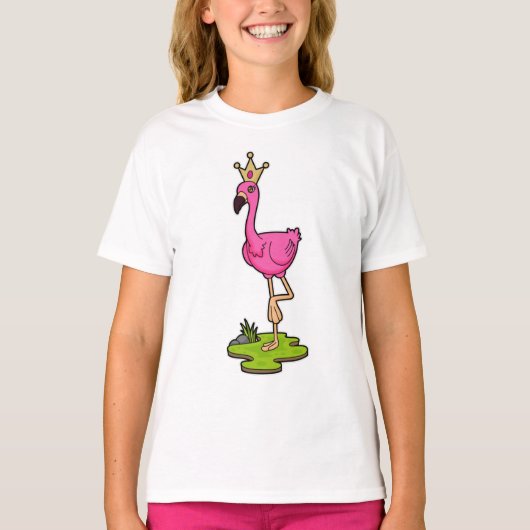 Flamingo als Prinzessin mit Krone T-Shirt (Vorderseite)
