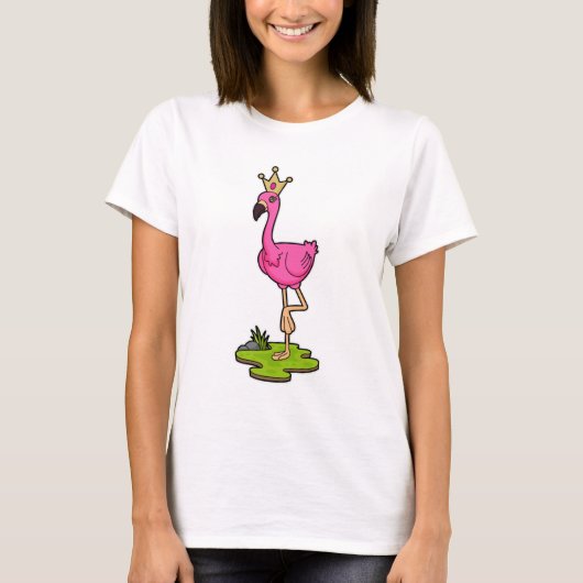 Flamingo als Prinzessin mit Krone T-Shirt (Vorderseite)