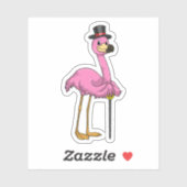 Flamingo als Rentner mit Gehstock Aufkleber (Blatt)