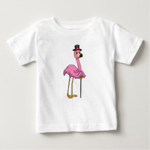Flamingo als Rentner mit Gehstock Baby T-shirt