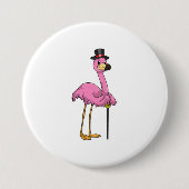 Flamingo als Rentner mit Gehstock Button (Vorderseite)