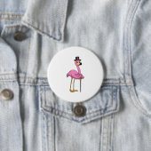 Flamingo als Rentner mit Gehstock Button (Beispiel)