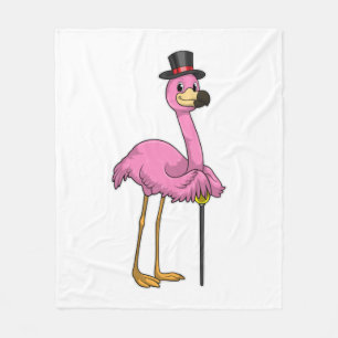 Flamingo als Rentner mit Gehstock Fleecedecke