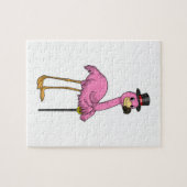 Flamingo als Rentner mit Gehstock Puzzle (Horizontal)