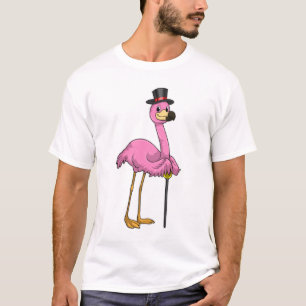Flamingo als Rentner mit Gehstock T-Shirt
