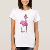 Flamingo als Rentner mit Gehstock T-Shirt (Vorderseite)