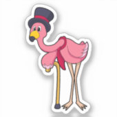 Flamingo als Rentner mit Hat Aufkleber (Vorderseite)