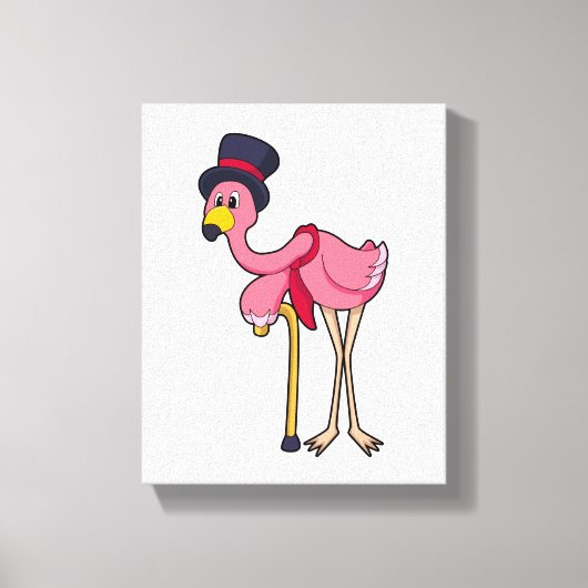 Flamingo als Rentner mit Hat Leinwanddruck (Vorderseite)