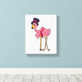 Flamingo als Rentner mit Hat Leinwanddruck (Insitu (Holzboden))
