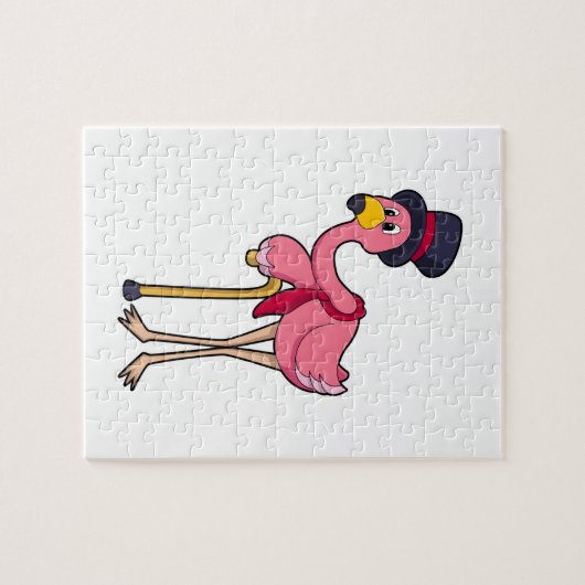 Flamingo als Rentner mit Hat Puzzle (Horizontal)