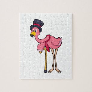 Flamingo als Rentner mit Hat Puzzle