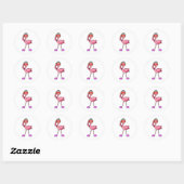 Flamingo als Rentner mit Walking stick & Hat Runder Aufkleber (Blatt)