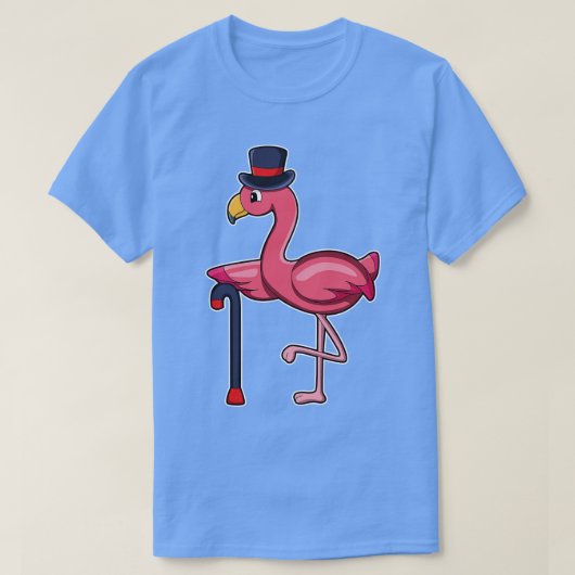 Flamingo als Rentner mit Walking-Stick-Hut T-Shirt (Design vorne)