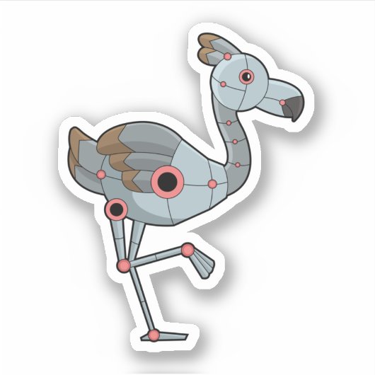Flamingo als Robot Aufkleber (Vorderseite)