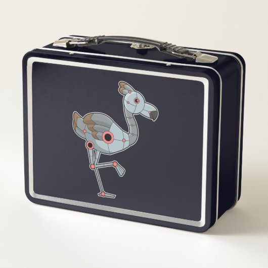 Flamingo als Robot Metall Brotdose (Rückseite)