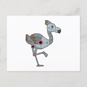 Flamingo als Robot Postkarte