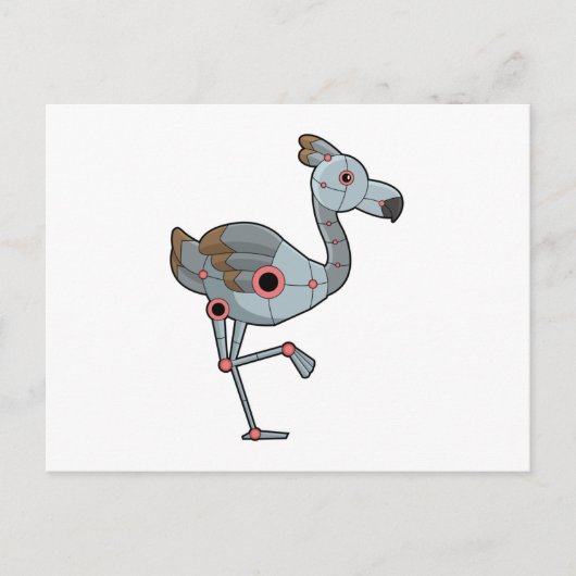 Flamingo als Roboter Postkarte (Vorderseite)