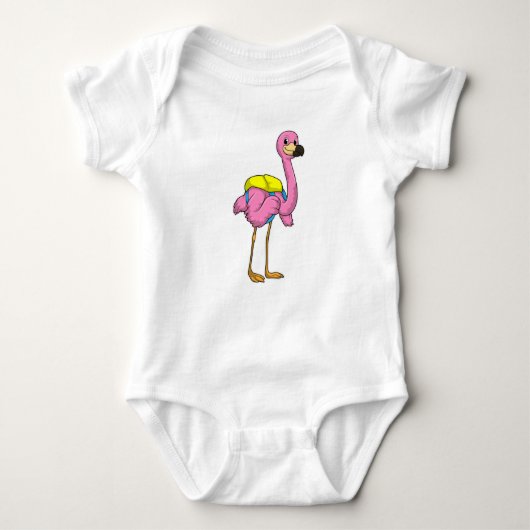 Flamingo als Schüler mit Schultasche Baby Strampler (Vorderseite)