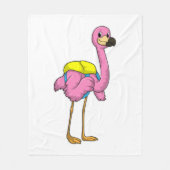 Flamingo als Schüler mit Schultasche Fleecedecke (Vorderseite)