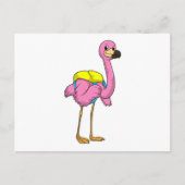 Flamingo als Schüler mit Schultasche Postkarte (Vorderseite)