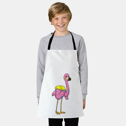 Flamingo als Schüler mit Schultasche Schürze (Getragen)