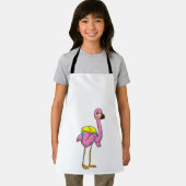 Flamingo als Schüler mit Schultasche Schürze (Insitu)