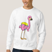Flamingo als Schüler mit Schultasche Sweatshirt (Vorderseite)