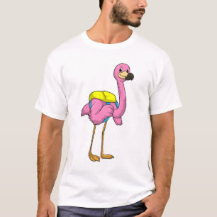 Flamingo als Schüler mit Schultasche T-Shirt