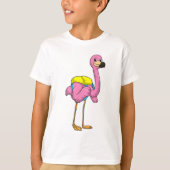 Flamingo als Schüler mit Schultasche T-Shirt (Vorderseite)