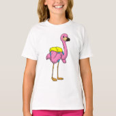Flamingo als Schüler mit Schultasche T-Shirt (Vorderseite)