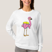 Flamingo als Schüler mit Schultasche T-Shirt (Vorderseite)